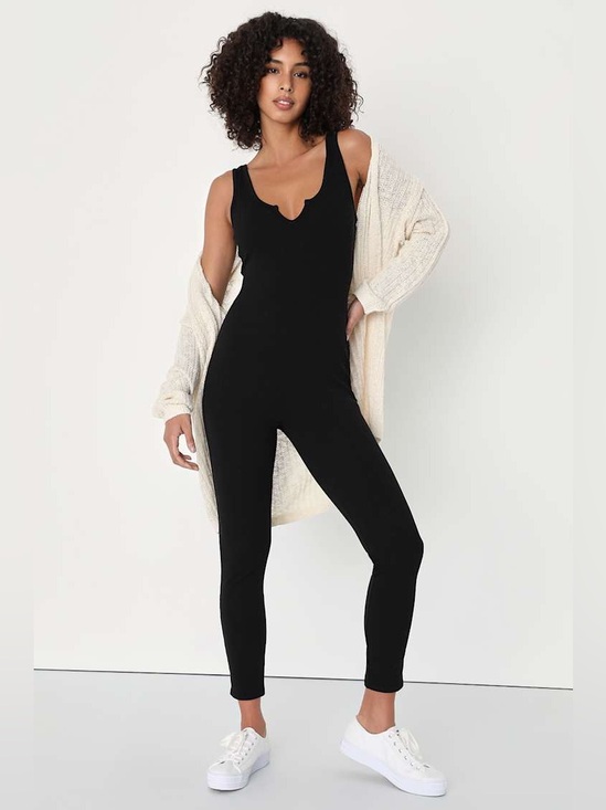 Lulus Pants - Lulu’s Black Cat Suit XL Black Jumpsuit
